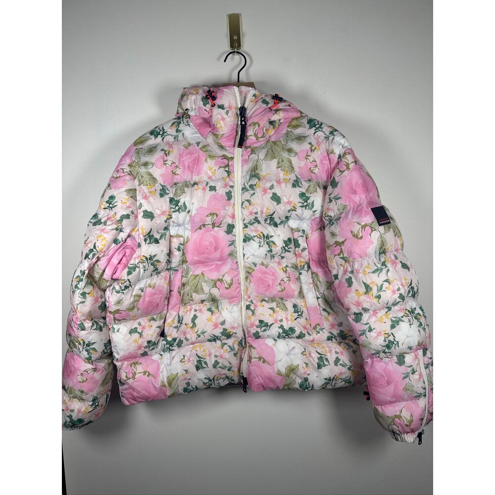 LoveShackFancy Raissa Fire+Ice Floral Puffer Jacket – White & Pink, US 10 - Picture 3 of 11